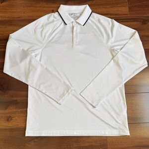RHONE White Commuter Long Sleeve Polo Shirt mens size Small athletic sporty